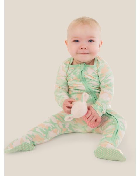 Sage Trail Camo One Piece Footie Pajama, Modal Blend