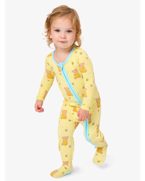 Honey Bear One Piece Footie Pajamas, Modal Blend