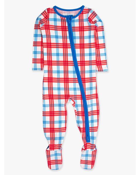 Lincoln Plaid One Piece Footie Pajamas, Modal Blend