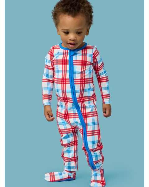 Lincoln Plaid One Piece Footie Pajamas, Modal Blend