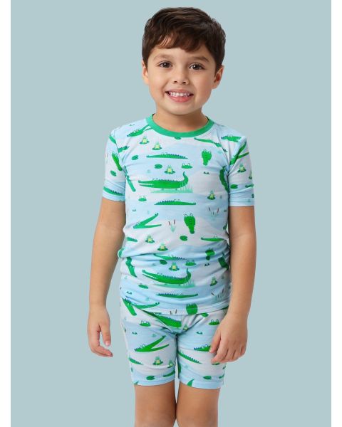 Alligator Adventure Short Sleeve Pajama Set, Bamboo Viscose