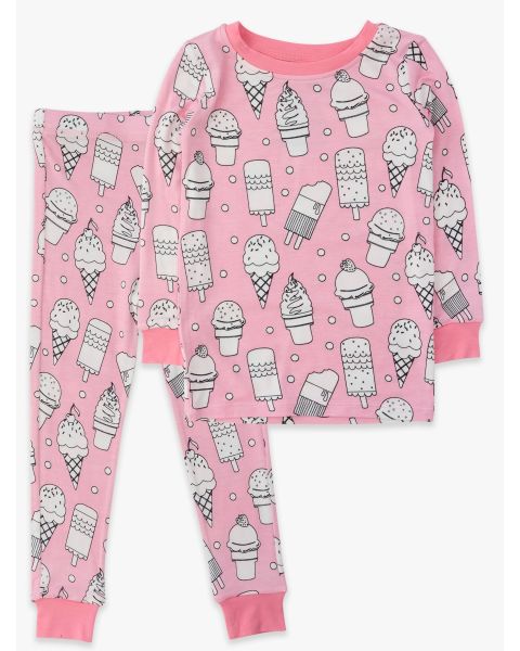 Pink Colorful Cones Colorable Long Sleeve Pajama Set, Bamboo Viscose