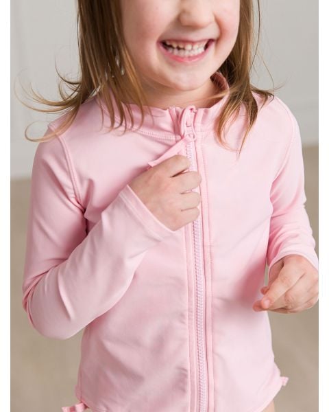 Pink Long Sleeve Full Zip Rash Guard