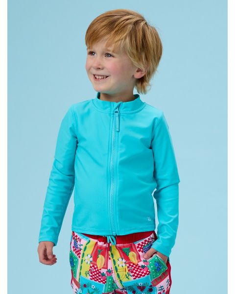 Bright Aqua Long Sleeve Full Zip Rash Guard Jacket