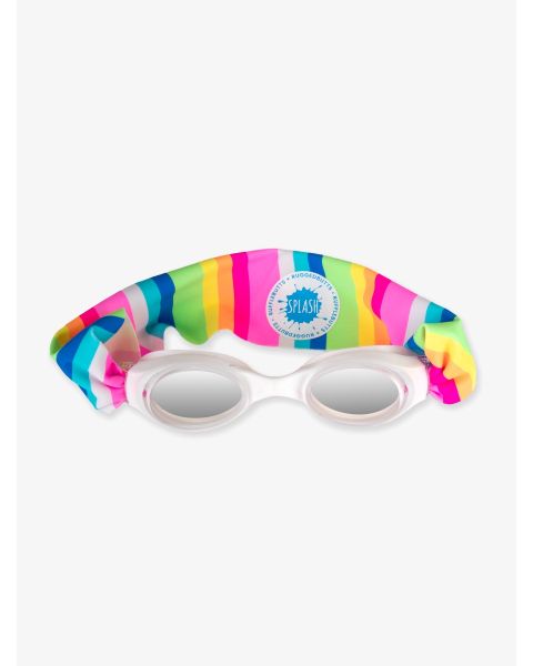 Neon Rainbow Stripe Swim Goggles