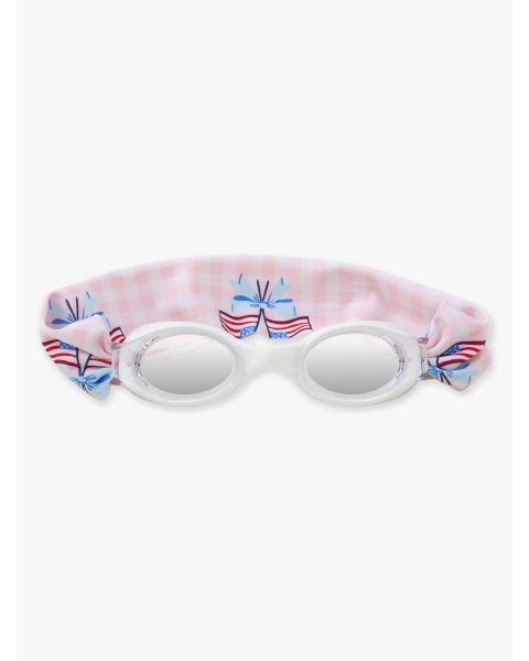 Pink Patriotic Gingham Swim Goggles