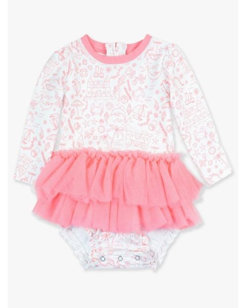 By the Seaside Tulle Skirted One Piece Rash Guard