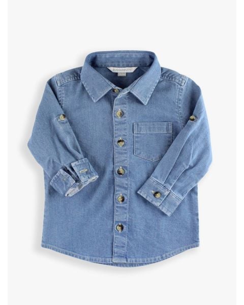 Light Wash Denim Long Sleeve Button Down Shirt