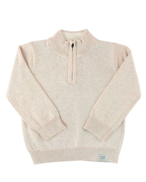 Heather Oatmeal Quarter-Zip Sweater
