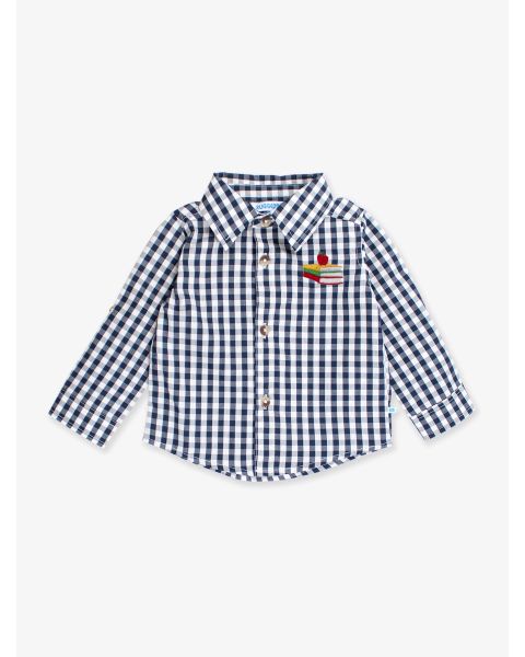 Apple Books Embroidered Classic Dark Navy Gingham Long Sleeve Button Down Shirt