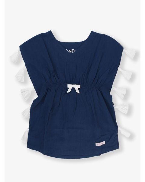Navy Tassel Kaftan Cover-Up