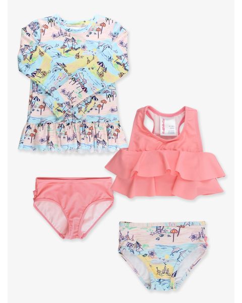 Beach Day Flounce Bikini 2P + Scallop Hem LS RG 2P