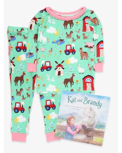 Kat and Brandy Book + Farm Friends Ruffle LS PJ Set