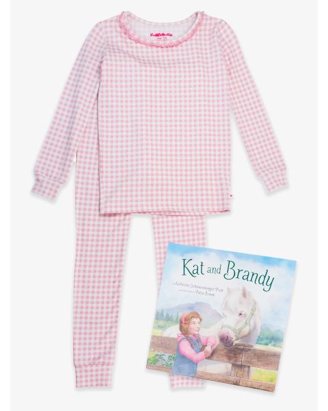 Kat and Brandy Book + Pink Gingham Ruffle LS PJ Set