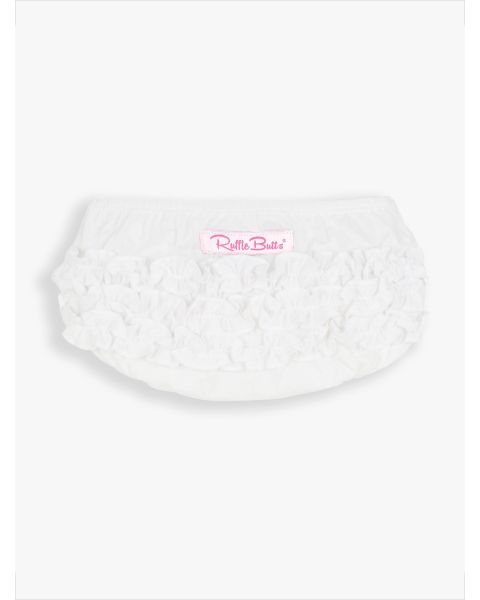 White Woven RuffleButt Bloomer