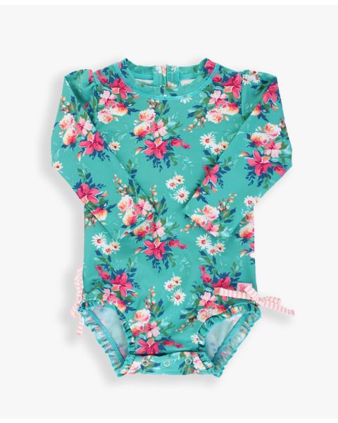Fancy Me Floral Long Sleeve One Piece Rash Guard