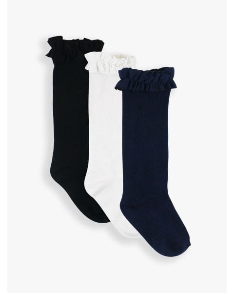 Black, White & Dark Navy 3-Pack Knee High Socks