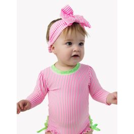 Neon Pink Seersucker Seersucker Swim Bow Headband