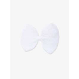 White Dotted Tulle Bow Hair Clip