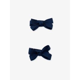 Dark Navy Small Bow Clip Set
