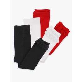 Black, White & Red 3-Pack Footless Ruffle Tights