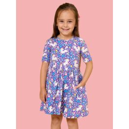 Unicorn Meadow Knit Short Sleeve Twirl Dress