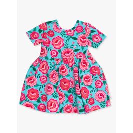 Bright Blossoms Knit Short Sleeve Twirl Dress