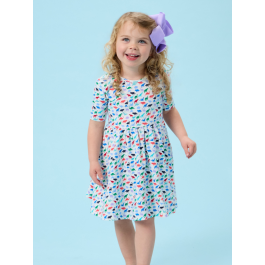 Dino Roar Knit Short Sleeve Twirl Dress