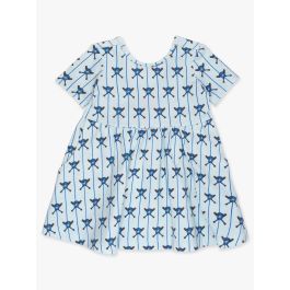 Tiny Blue Batter Up Knit Short Sleeve Twirl Dress