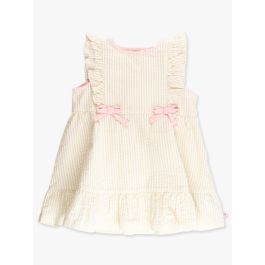 Banana Signature Seersucker Sleeveless Pinafore Bow Dress