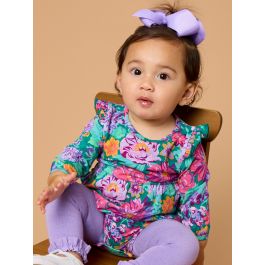 Wisteria Blooms Knit Long Sleeve Flutter Bubble Romper