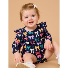 Cozy Bows Knit Long Sleeve Flutter Bubble Romper