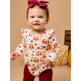 Gobble Gingham Knit Long Sleeve Flutter Bubble Romper