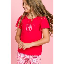 Red Short Sleeve Scallop Tee
