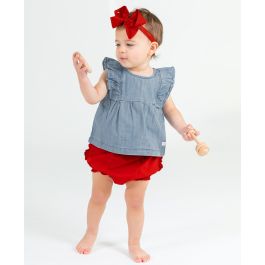 Light Wash Denim Classic Ruffle Tank Woven