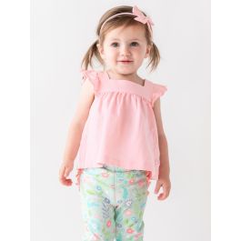 Pink Square Neck Flutter Tank Knit