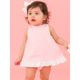 Pink & White Embroidered Dot Swing Top and Bloomer Set