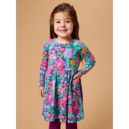 Wisteria Blooms Knit Long Sleeve Twirl Dress