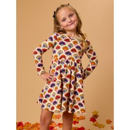 Maple Blossoms Knit Long Sleeve Twirl Dress