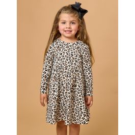 Classic Leopard Knit Long Sleeve Twirl Dress