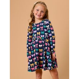 Cozy Bows Knit Long Sleeve Twirl Dress