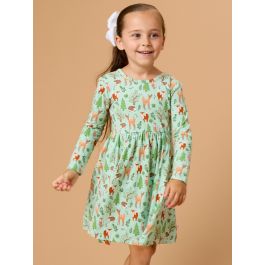 Woodland Friends Knit Long Sleeve Twirl Dress
