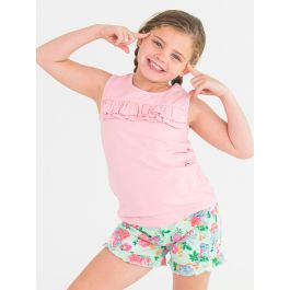 Pink Knit Ruffle Trim Tank
