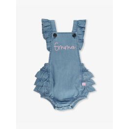 Light Wash Flutter Overall Romper