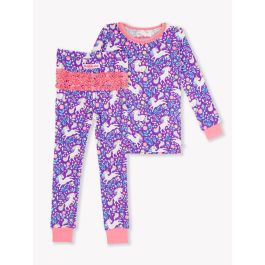 Unicorn Meadow Toddler Ruffle Long Sleeve Pajama Set, Bamboo Viscose