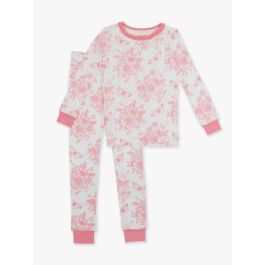 Pink Butterfly Garden Toile Ruffle Long Sleeve Pajama Set
