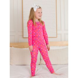 Colorful Hearts Ruffle Long Sleeve Pajama Set