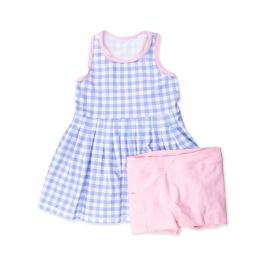 Periwinkle Blue Gingham Active Dress & Bike Short Set