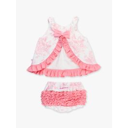 Bubblegum Pink Butterfly Garden Toile Knit Swing Top and Bloomer Set