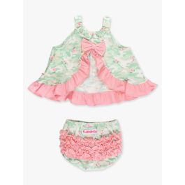 Sage Blossom Camo Knit Swing Top and Bloomer Set